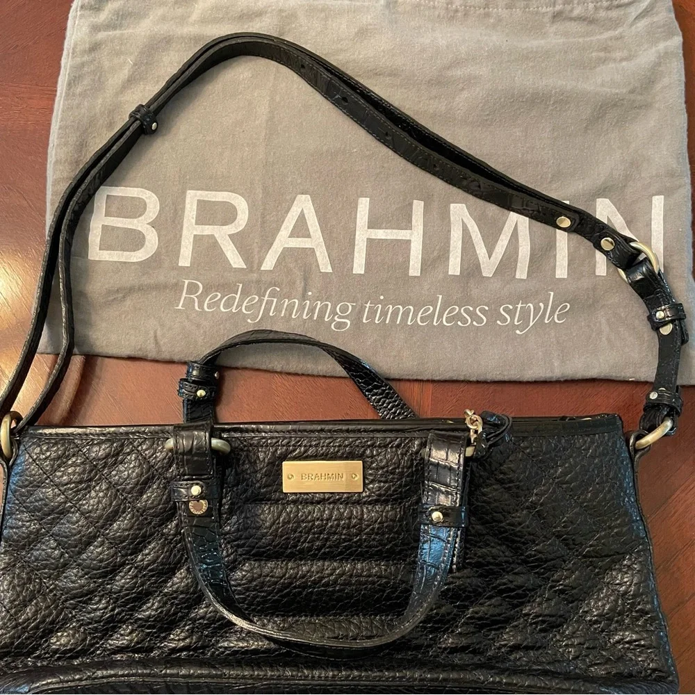 BRAHMIN BLACK MINI ASHER HEMLOCK MELBOURNE BAG - Picture 15 of 15